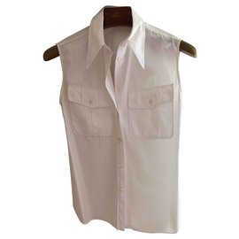 Camisa de algodón sin mangas de Hermès Blanco
