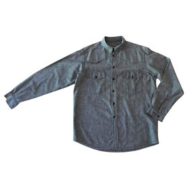 Autre Marque-camisa de hombre gris 100% algodón T. SG-Gris