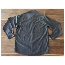 Autre Marque-camicia da uomo grigia 100% cotone T. XL-Grigio