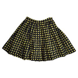 Gonna a quadri Msgm nera e gialla in cotone Nero Giallo