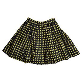 Msgm Check Skirt Black Yellow Cotton Black Yellow