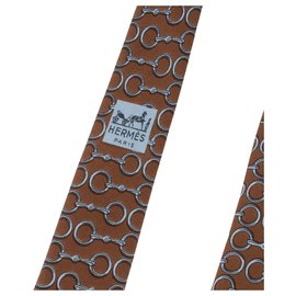 Hermès-Hermès gravata em seda estampada / azul em excelente estado!-Azul,Taupe