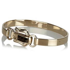 Fendi-Fendi Silver Metal Bangle-Black,Silvery