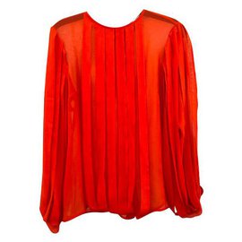 Autre Marque-Blusa de crepé de seda de Belle Of London-Naranja