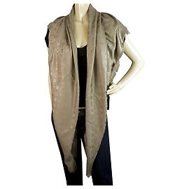 Louis Vuitton monograma Verone Tom em tom xale tecido jacquard de seda M72238 Taupe