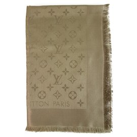 Louis Vuitton-Louis Vuitton monograma Verone tono sobre tono chal tejido jacquard seda M72238-Gris pardo