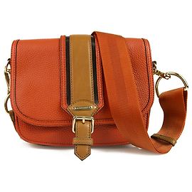 Saco de couro texturizado laranja Burberry Crossbody com alça de lona Laranja