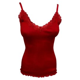 Bruce Field-Tank top with lace finishes-Red