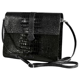 Autre Marque Mignon Paris Pouch Elisee Veau Croco Savannah Pelle Nera Nero