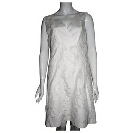 Comptoir Des Cotonniers-vestido de mezcla de seda-Blanco