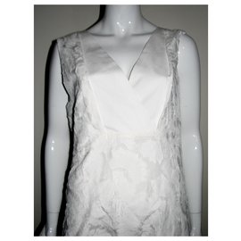 Comptoir Des Cotonniers-vestido de mezcla de seda-Blanco