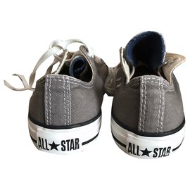 Converse-Converse grises  série limitée avec Languette de 3 couleurs T. 4,5-Blanc,Gris