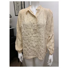 Pierre Cardin-Envolver blusa-Beige,Amarillo