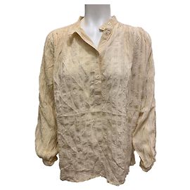 Camicetta a portafoglio Pierre Cardin in seta beige gialla Beige Giallo