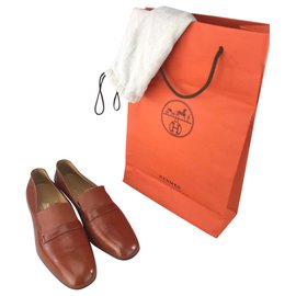 Hermès-HERMES Unworn Vintage Brown Loafers size 8,5 Made in Italy-Brown