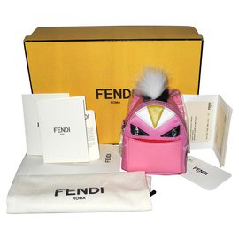 Fendi-Fendi Charm / Keychain Monster nylon and pink leather new box!-Pink