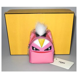 Fendi-Fendi Charm / Keychain Monster nylon and pink leather new box!-Pink