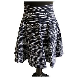 Jupe Alaïa Bleu Foncé Forme Godet Bleu foncé