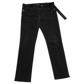 Chanel-CHANEL Silk bow belt jeans-Black