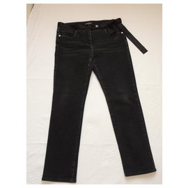 Chanel-CHANEL Jeans mit Seidenschleifengürtel-Schwarz