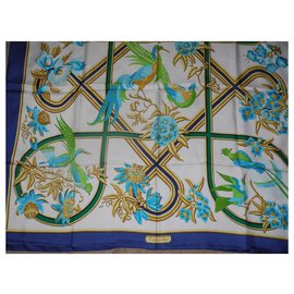Hermès-Bufandas de seda-Verde,Amarillo,Crema,Azul marino