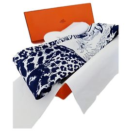 Hermès Robert Dallet Silk Headband Bianco Blu