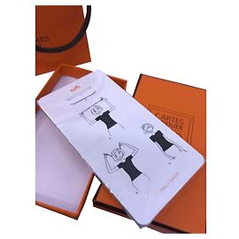 Hermès Cartão para amarrar Branco Laranja