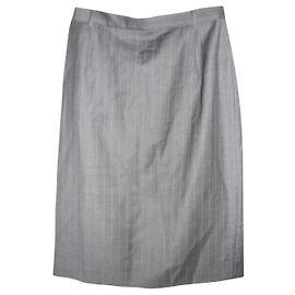 Escada Grey Wool Pencil Skirt Grey