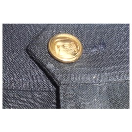 Chanel-Chanel lux falda de lino con botón de mano bolsa de joyas-Negro