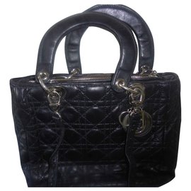 Christian Dior-Auténtico bolso vintage modelo mediano señora vintage año. 83 cocinar enlatado de cordero suave-Negro