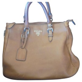 Prada-Prada large bag in hand-carved leather, very elegant-Caramel