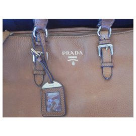 Prada-Prada large bag in hand-carved leather, very elegant-Caramel