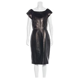 Gucci Ruffled soft leather dress Black