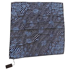 Bottega Veneta-carré 90 zebra di seta blu bottega veneta-Blu scuro