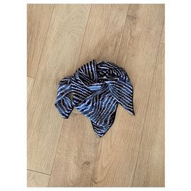 Bottega Veneta-carré 90 zebra di seta blu bottega veneta-Blu scuro