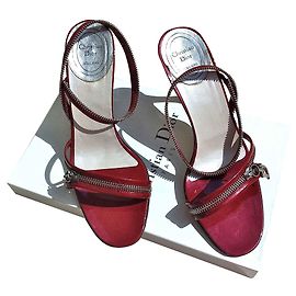Dior red patent leather sandals Red