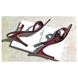 Dior-Dior red patent leather sandals-Red