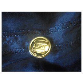 Chanel-Chanel lux saia de linho com dois botões saco de jóias mão forro de seda-Preto