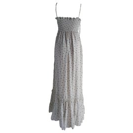 Autre Marque-White Dotted Drape Sheer Floor length Dress-White