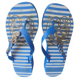 Mule con zeppa Guess Offset blu e bianca Bianco Blu D'oro