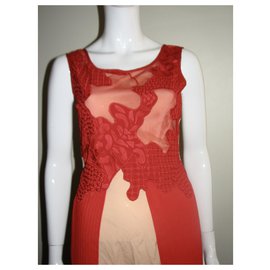 Reiss-Vestido de encaje superpuesto-Roja,Carne