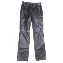 Loewe-Loewe leather trousers-Black