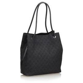 Gucci-Gucci Black GG Canvas Gifford Tote Bag-Black