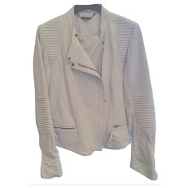 Ikks Lambskin Biker Jacket White White