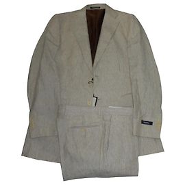 Terno de linho Smalto marrom e branco Marrom Branco