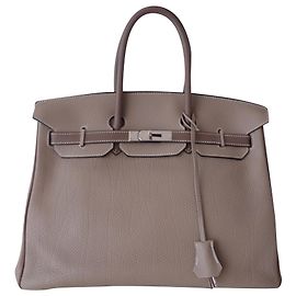 Hermès Sac Hermes Birkin 35 bicolore Gris Taupe