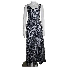 Vestido maxi Hobbs de algodão azul floral Branco Azul