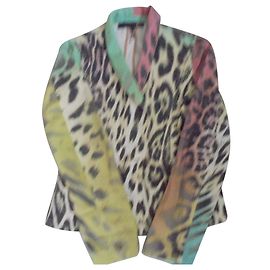 Abito Juscavalli Roberto Cavalli in cotone e lycra Nero Beige Bordò Marrone scuro