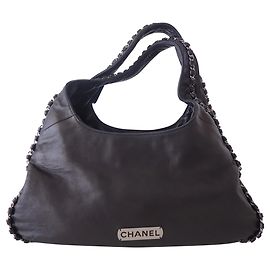 Bolsa de couro preto Chanel Hobo Preto