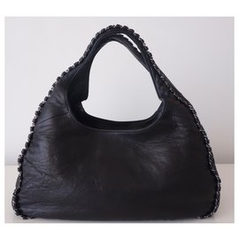 Chanel-Chanel Hobo black leather bag-Black